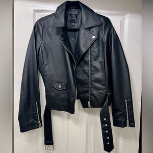 Dynamite Black Faux Leather Biker Jacket Size S